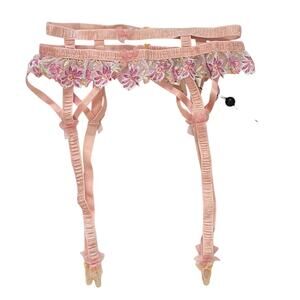 For Love & Lemons Floral Lace Garter Belt Pink Size Small NEW